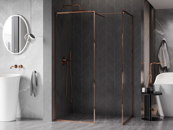 Mexen Kioto-XF преграда за душ Walk-in с рамка 140 x 120 см, прозрачно 10 мм, розово злато - 800-140-202-04-60-120-XF