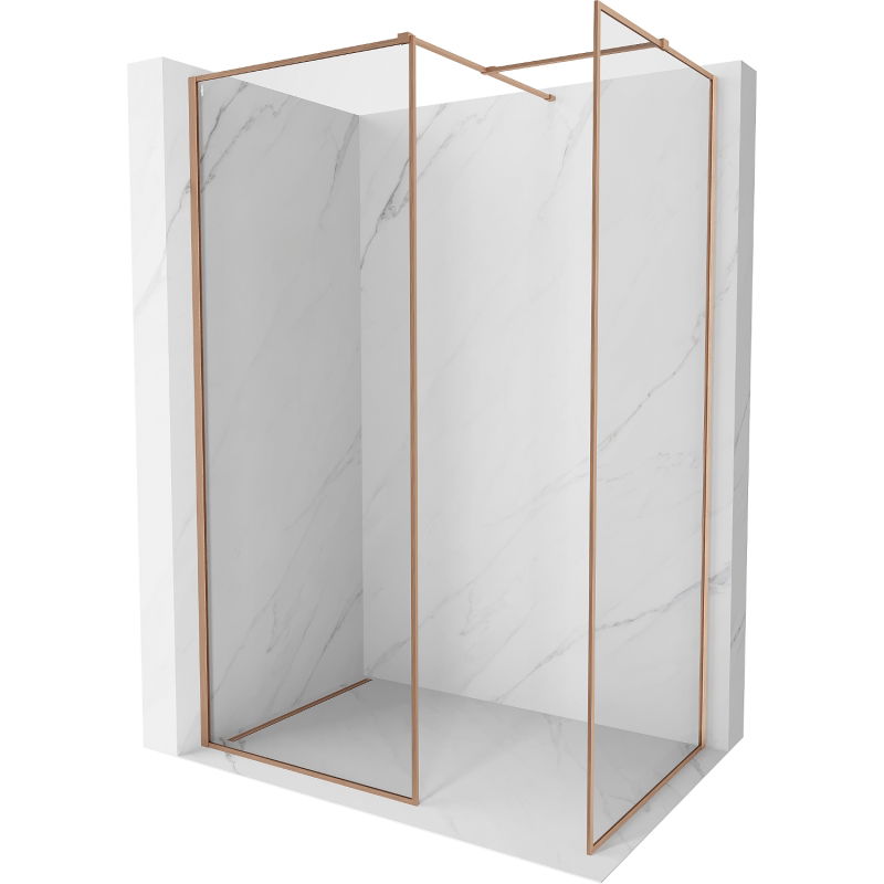 Mexen Kioto-XF стена за душ Walk-in с рамка 140 x 90 см, прозрачно 10 мм, четкана мед - 800-140-202-04-65-090-XF