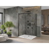 Mexen Omega плъзгаща се душ кабина 100 x 90 см, прозрачна, черна + корито Flat, бял