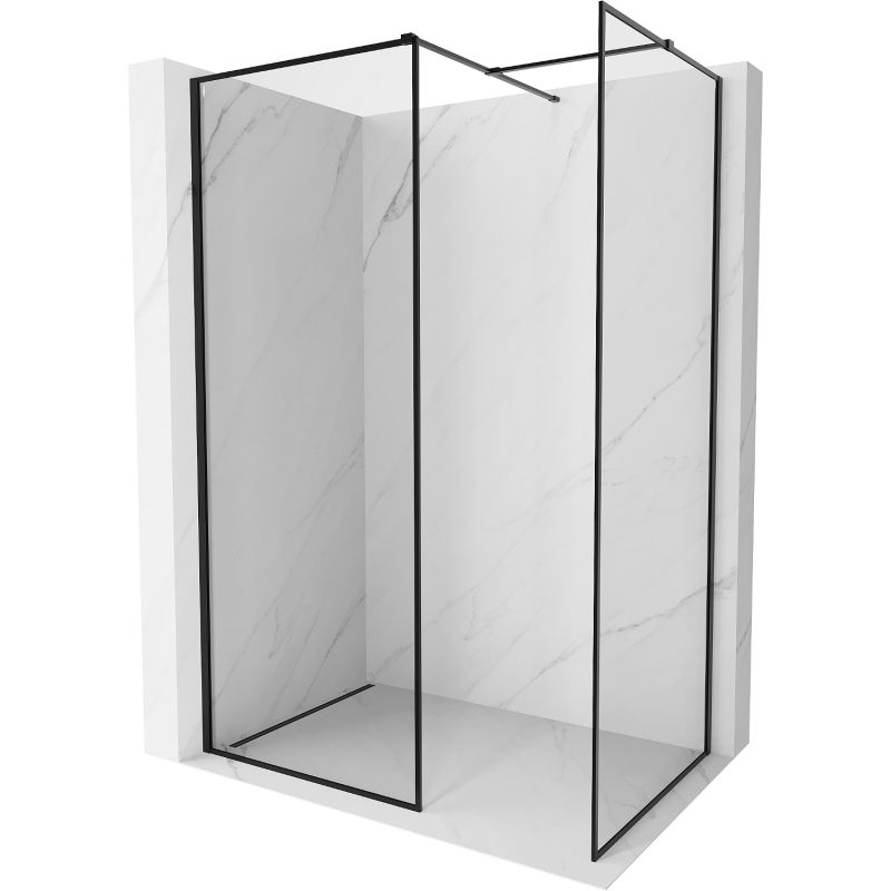 Mexen Kioto-XF стенна преграда за душове Walk-in с рамка 140 x 100 см, прозрачна 10 мм, черна - 800-140-202-04-70-100-XF