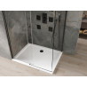 Mexen Omega плъзгаща се душ кабина 110 x 100 см, прозрачна, черна + тава Flat, бяла