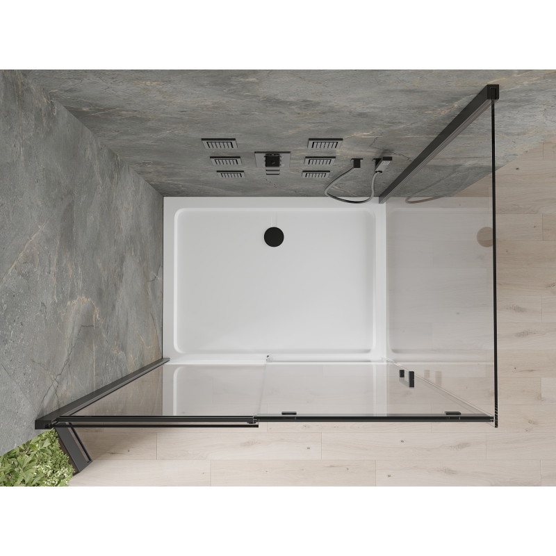 Mexen Omega плъзгаща се душ кабина 120 x 100 см, прозрачна, черна + плосък