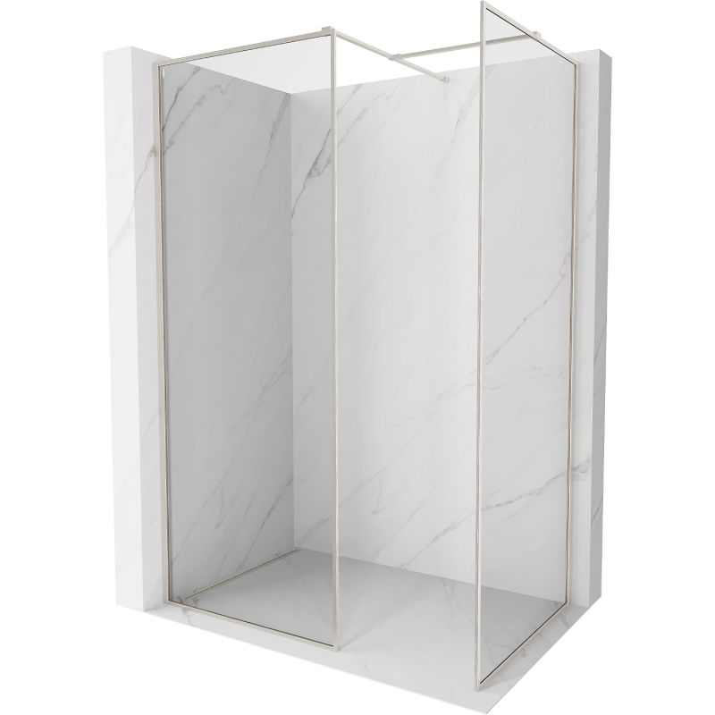 Mexen Kioto-XF преграда за душ Walk-in с рамка 140x120 cm, прозрачно 10 mm, четкан никел - 800-140-202-04-97-120-XF