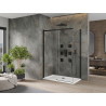 Mexen Omega плъзгаща се душ кабина 130 x 70 см, прозрачна, черна + корито Flat,