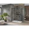 Mexen Omega плъзгаща се душ кабина 130 x 70 см, прозрачна, черна + корито Flat,
