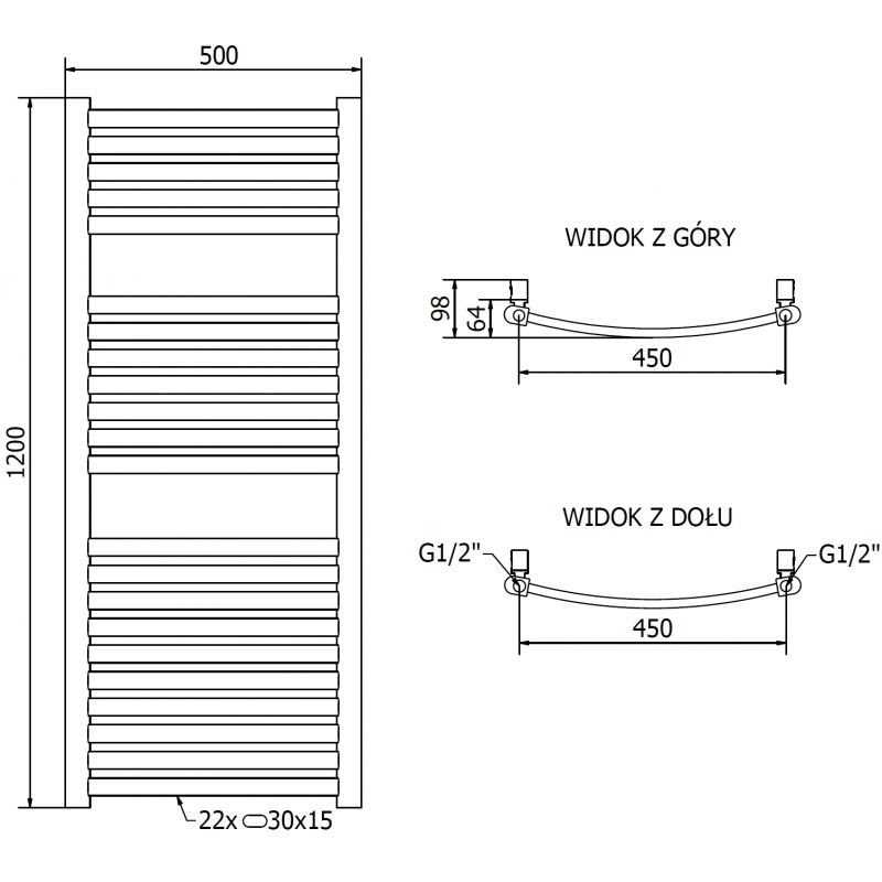 Mexen Helios рафтър за баня 1200 x 500 мм, 448 W, златист - W103-1200-500-00-50