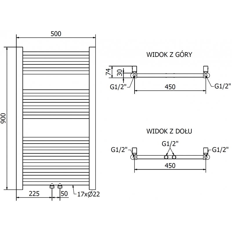 Mexen Mars електрически радиатор 900 x 500 mm, 300 W, златен - W110-0900-500-2300-50