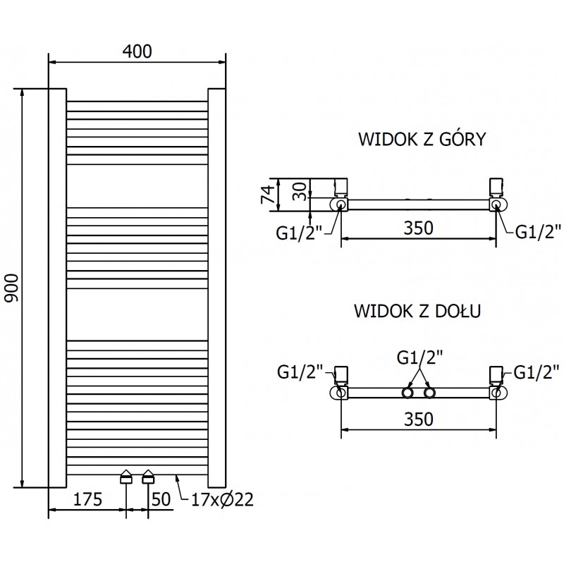 Mexen Mars електрически радиатор 900 x 400 mm, 300 W, златен - W110-0900-400-2300-50