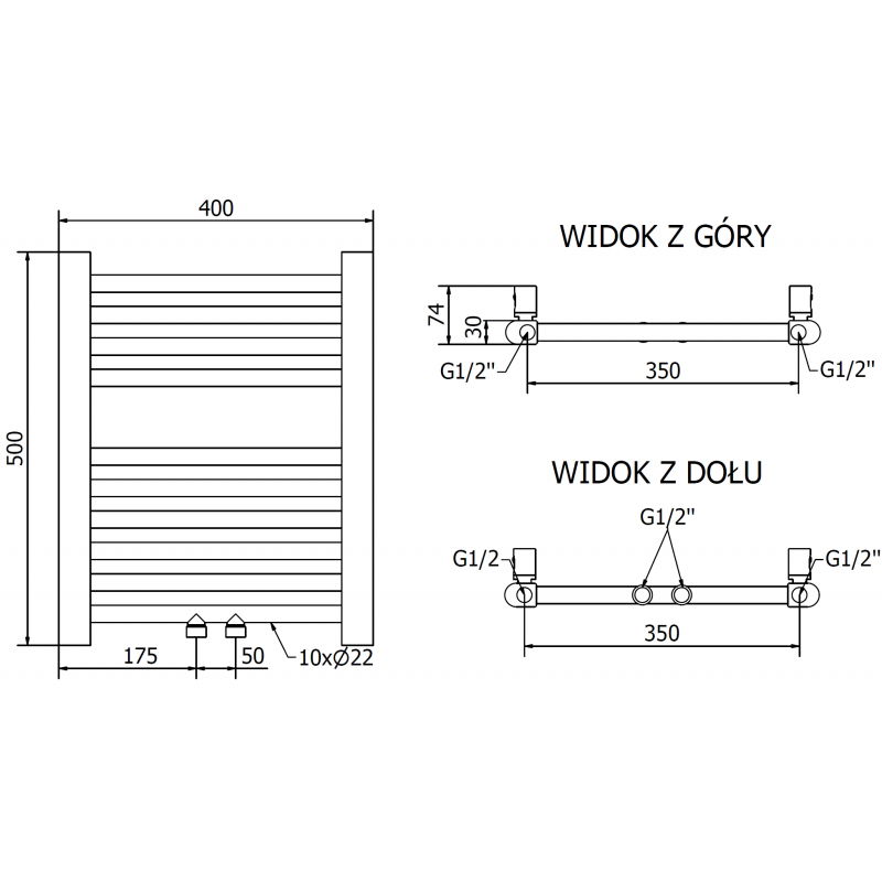 Mexen Mars радиатор за баня 500 x 400 mm, 141 W, златен - W110-0500-400-00-50