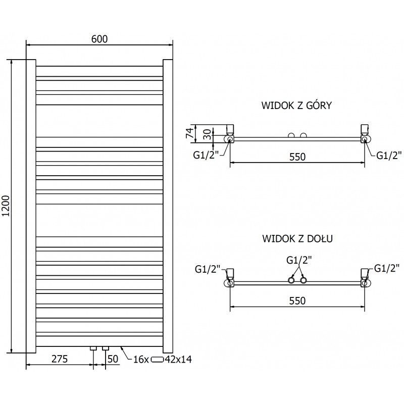 Mexen Uran баня радиатор 1200 x 600 мм, 492 W, злато - W105-1200-600-00-50