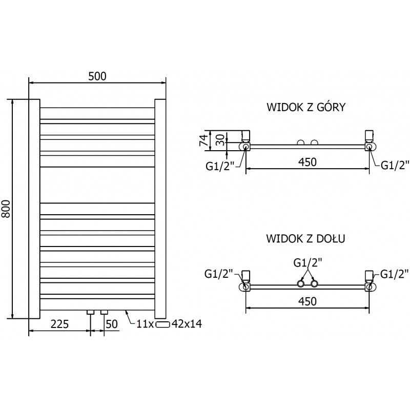 Mexen Uran баня радиатор 800 x 500 mm, 287 W, златен - W105-0800-500-00-50