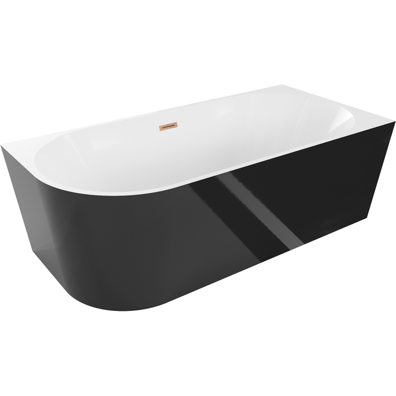 Mexen Mia самостоятелна ъглова вана дясна 140 x 75 cm, бяла/черна, прелив мед четкан - 52691407575P-65