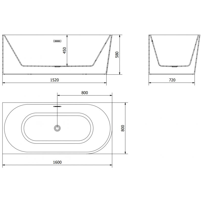 Mexen Mia Вана свободно стояща ъглова лява 160 x 80 см, бяла, черен прелив