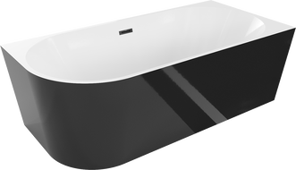 Mexen Mia свободно стояща ъглова вана, дясна 160 x 80 cm, бяла/черна, черен