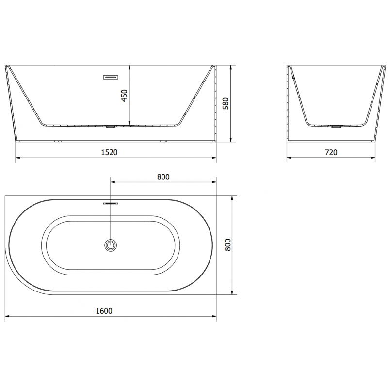 Mexen Mia свободно стояща ъглова вана, дясна 160 x 80 см, бяла/черна, преливане матова мед - 52691608075P-65