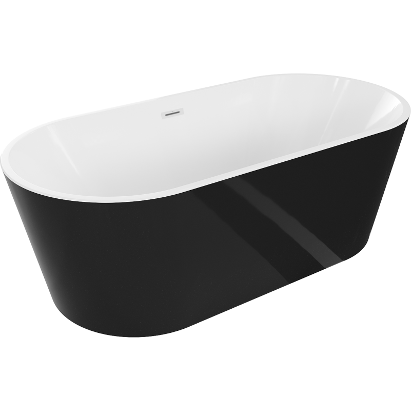 Mexen Luna самостоятелна вана 140 x 75 см, бяла/черна, бял преливник - 52031407575-20