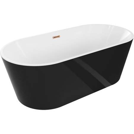 Mexen Luna свободностояща вана 140 x 75 cm, бяла/черна, преливник розово злато - 52031407575-60