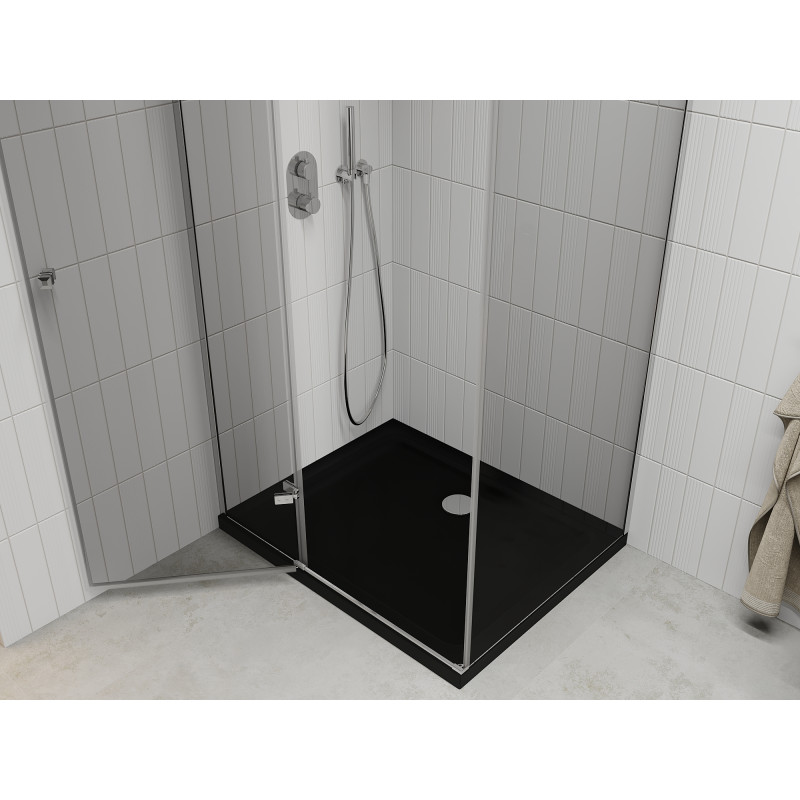 Mexen Roma плъзгаща се душ кабина 80 x 100 см, прозрачна, хром + плитък