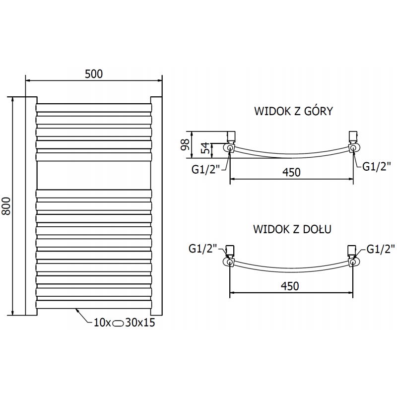 Mexen Helios електрически радиатор 800 x 500 mm, 300 W, златен - W103-0800-500-2300-50