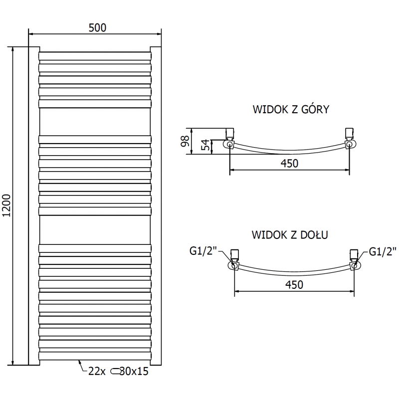 Mexen Helios рафтър за баня 1200 x 500 мм, 448 W, златист - W103-1200-500-00-50