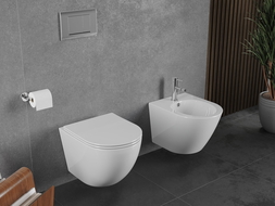 Mexen Lena WC чиния Rimless Tornado с тънка, бавно спадаща седалка, дуропласт, бял гланц - 30220400T