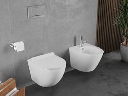 Mexen Lena WC чиния Rimless Tornado с тънка, забавена облегалка slim, дуропласт, бял гланц - 30224000T