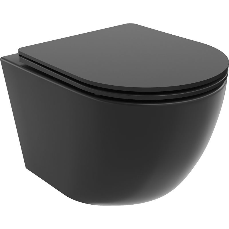 Mexen Lena тоалетна чиния Rimless Tornado с капак със забавено падане slim, дуропласт, черна мат - 30221085T