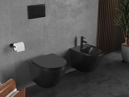 Mexen Lena тоалетна чиния Rimless Tornado с капак със забавено падане slim, дуропласт, черна мат - 30221085T