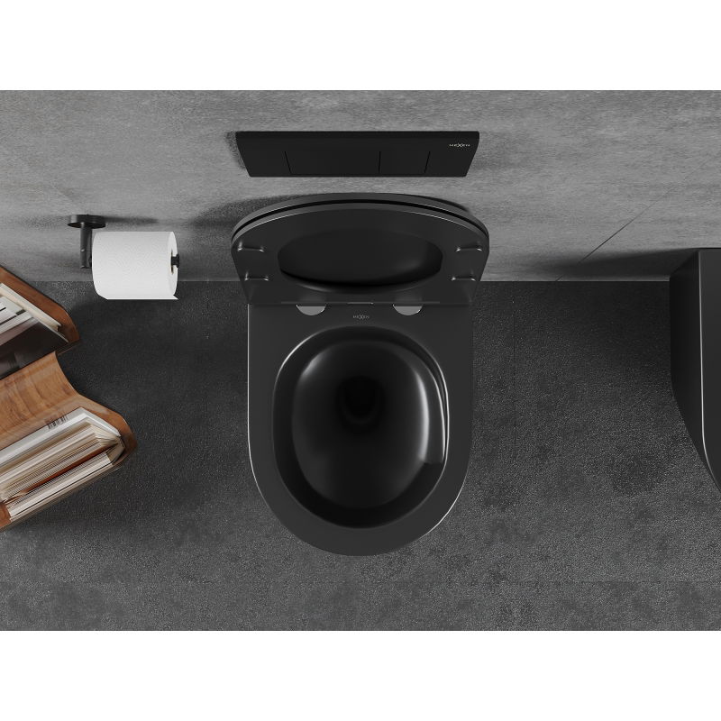 Mexen Lena тоалетна чиния Rimless Tornado с капак със забавено падане slim, дуропласт, черна мат - 30221085T