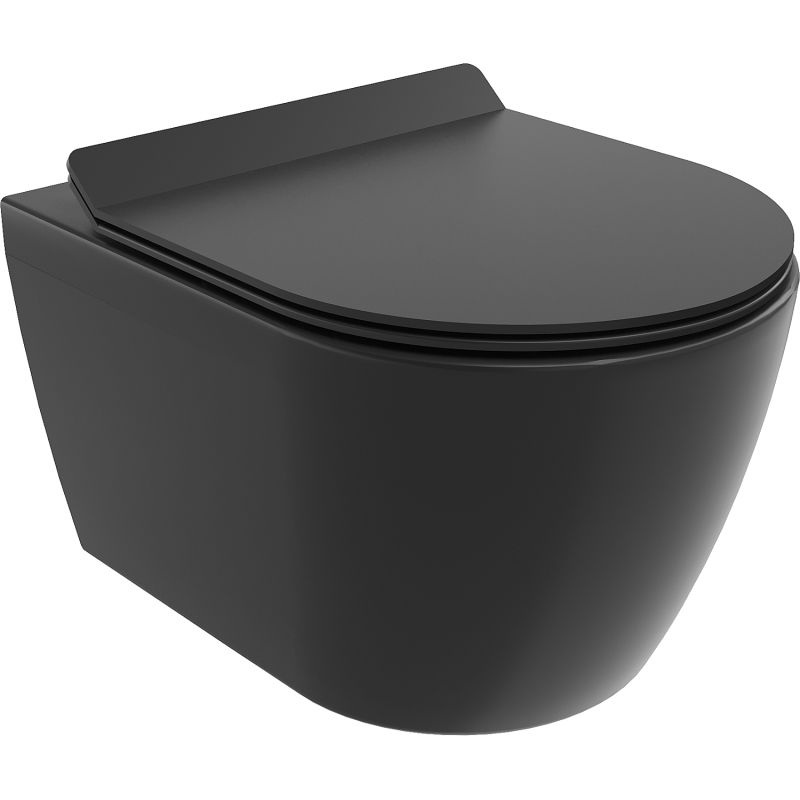 Mexen Carmen WC Rimless Tornado с тоалетна седалка със забавено падане slim, дуропласт, черен мат - 30880185T