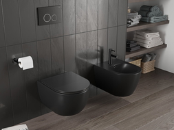 Mexen Carmen WC чиния Rimless Tornado с меко затваряща седалка slim, дуропласт, черен мат - 30881085T