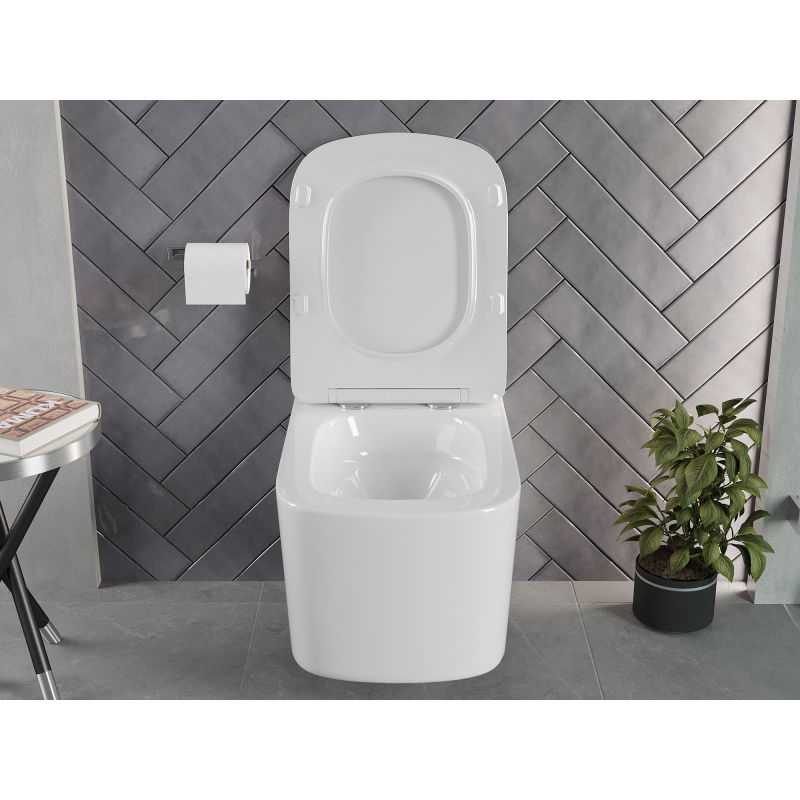 Mexen Vivo WC чиния Rimless Tornado със седалка със забавено падане slim, дуропласт, бял гланц - 30610200T