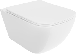 Mexen Timo WC чиния Rimless Tornado с тънка седалка със забавено падане, дуропласт, бял гланц - 30650200T