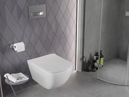 Mexen Timo WC чиния Rimless Tornado с тънка седалка със забавено падане, дуропласт, бял гланц - 30650200T