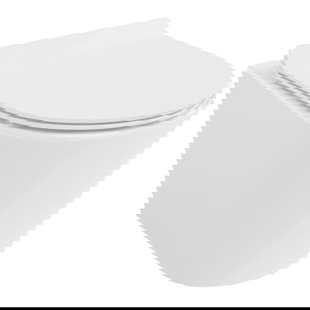 Mexen Rico Rimless Tornado WC чиния с тънка седалка, плавно затваряща се, дуропласт, бял гланц - 30720100T