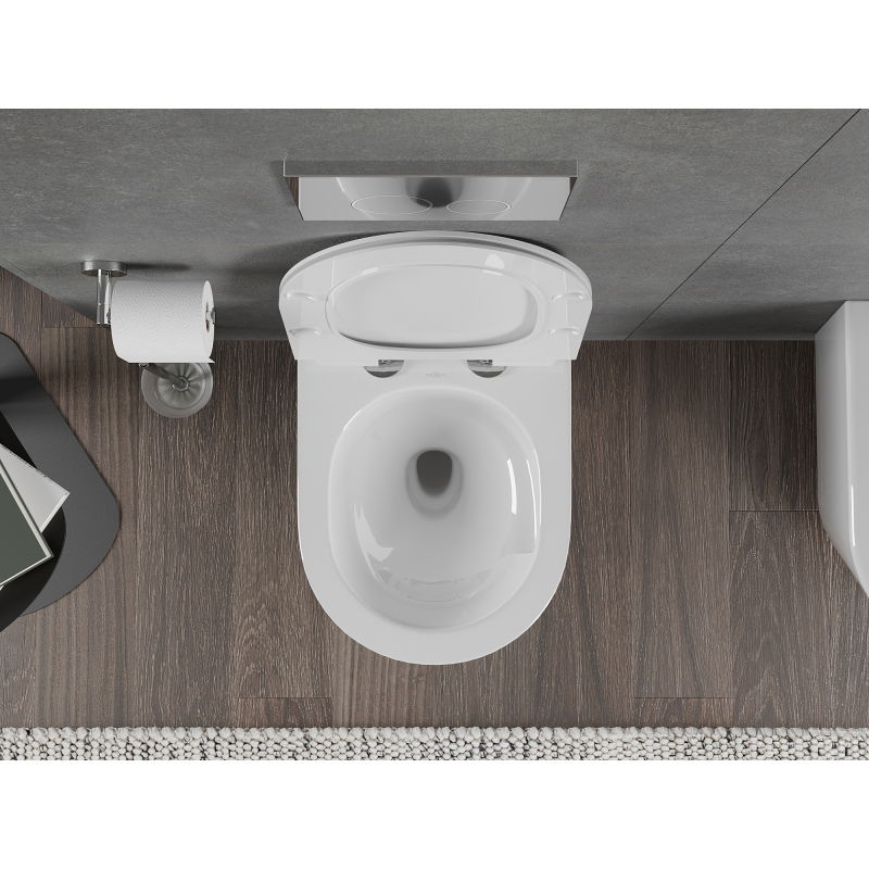 Mexen Rico Rimless Tornado WC чиния с тънка седалка, плавно затваряща се, дуропласт, бял гланц - 30720100T