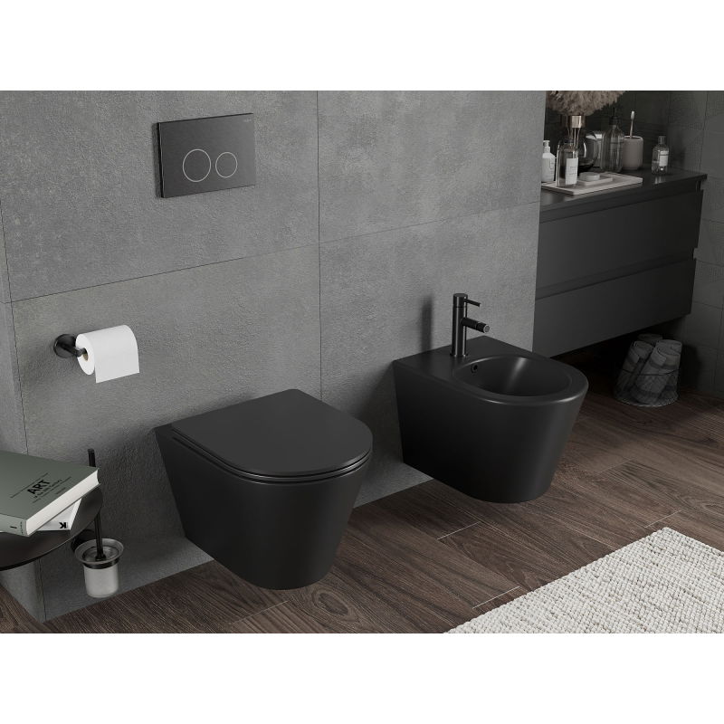 Mexen Rico висяща тоалетна чиния Rimless Tornado, черен мат - 3372XX85T