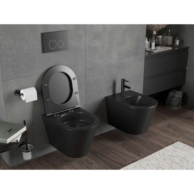 Mexen Rico висяща тоалетна чиния Rimless Tornado, черен мат - 3372XX85T