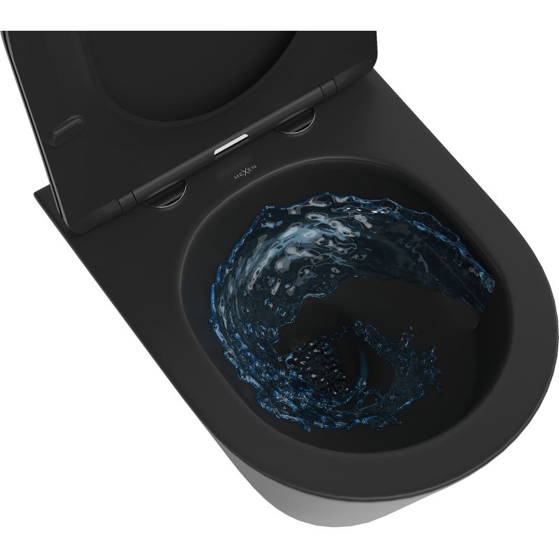 Mexen Rico WC чиния Rimless Tornado с тънка седалка с плавно спускане, дуропласт, черен мат - 30721085T