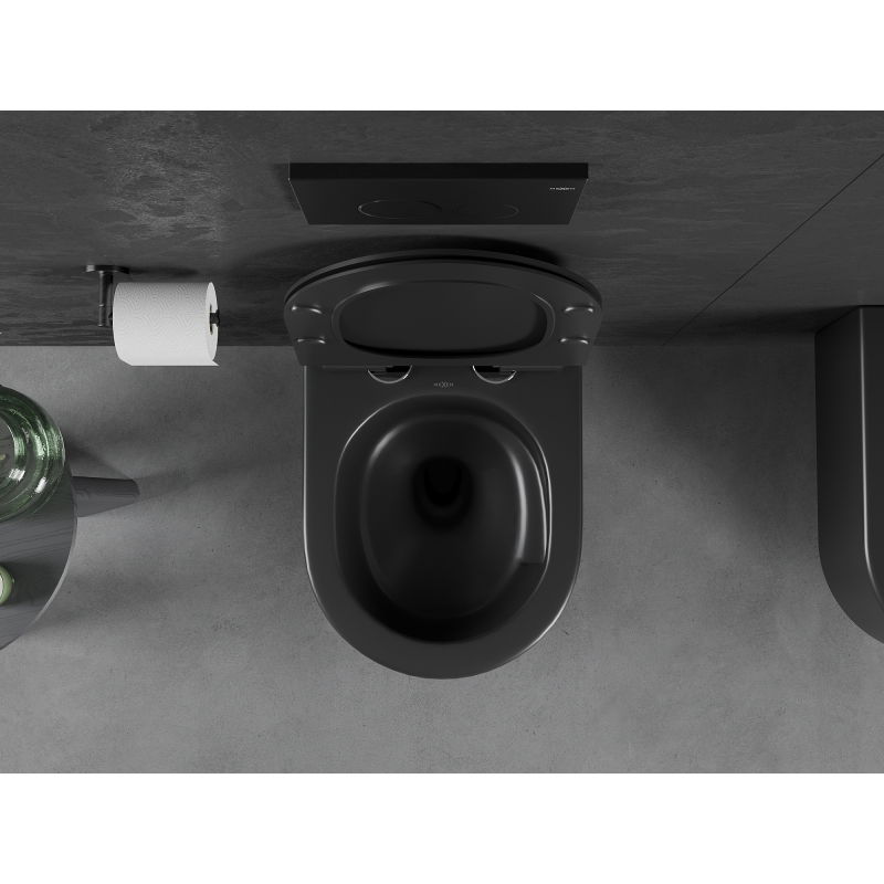 Mexen Sofia тоалетна чиния без ръб Rimless Tornado с плавно затваряща се тънка седалка, дуропласт, черен мат - 30540185T