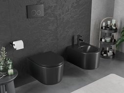 Mexen Sofia тоалетна чиния Rimless Tornado с тънка седалка, дуропласт, черен мат - 30541085T