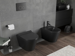 Mexen Rico WC чиния Rimless Tornado със седалка със забавено падане slim, дуропласт, черен мат - 30720185T