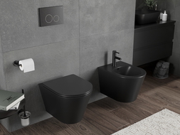 Mexen Rico WC чиния Rimless Tornado с тънка седалка с плавно спускане, дуропласт, черен мат - 30721085T