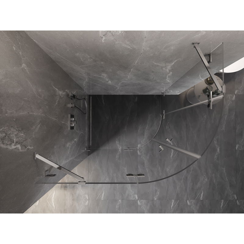 Mexen Lunar полукръгла душ кабина с лява врата 90 x 80 см, прозрачна, хром - 833-090L-080P-01-00