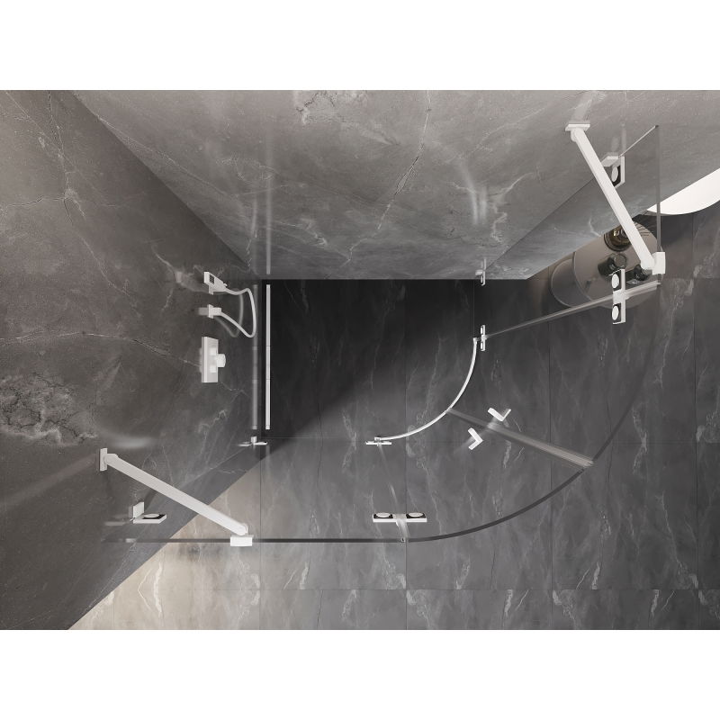 Mexen Lunar душ кабина полукръгла с отваряща се врата лява 90 x 70 cm, прозрачна, бяла - 833-090L-070P-20-00