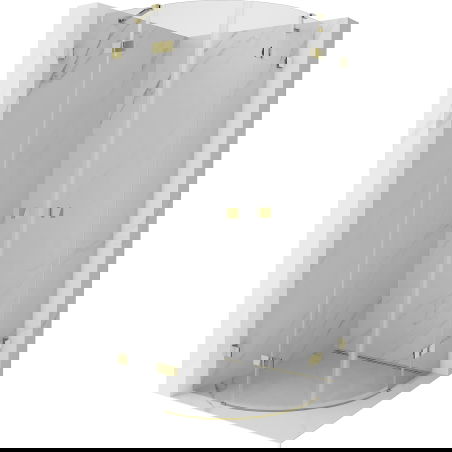 Mexen Lunar полукръгла душ кабина с отваряща се врата 80 x 80 см, прозрачна, златиста - 833-080L-080P-50-00