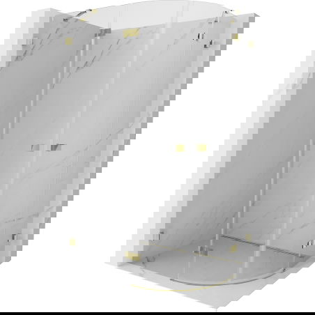 Mexen Lunar полукръгла душ кабина с лява врата 100 x 80 см, прозрачна, златна - 833-100L-080P-50-00