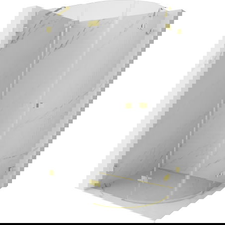 Mexen Lunar полукръгла душ кабина с разгъваеми врати, лява, 80 x 70 см, прозрачна, златно матирана - 833-080L-070P-55-00