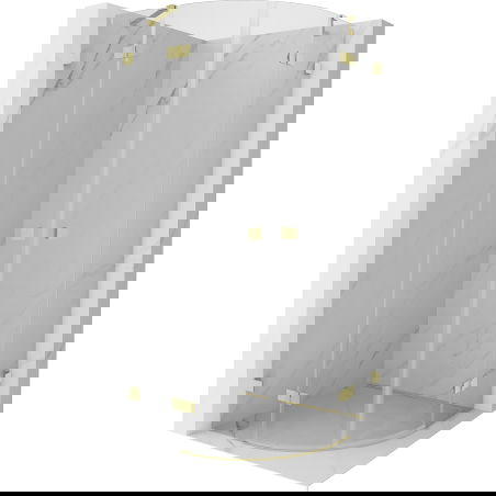 Mexen Lunar полукръгла душ кабина с крилата врата 100 x 100 см, прозрачна, златиста четкована - 833-100L-100P-55-00