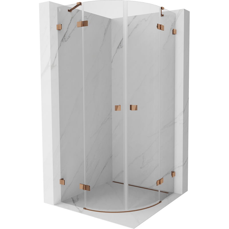Mexen Lunar полукръгла душ кабина 100 x 100 см, прозрачна, розово злато - 833-100L-100P-60-00